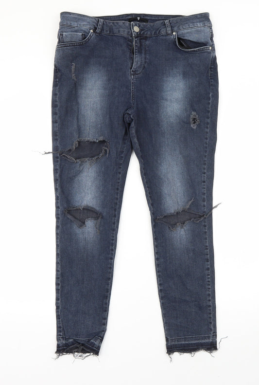Very Womens Blue  Cotton Skinny Jeans Size 18 L28 in Regular