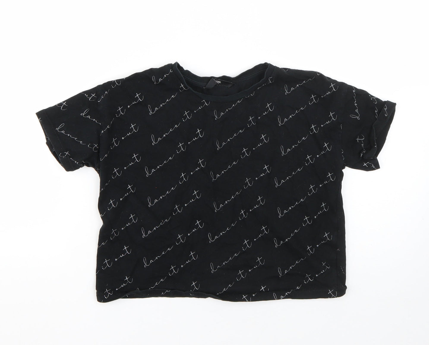 George Boys Black  Cotton Basic T-Shirt Size 9-10 Years Round Neck