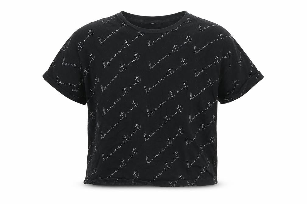 Front view of George boys’ black cotton basic t-shirt, size 9-10, years round neck