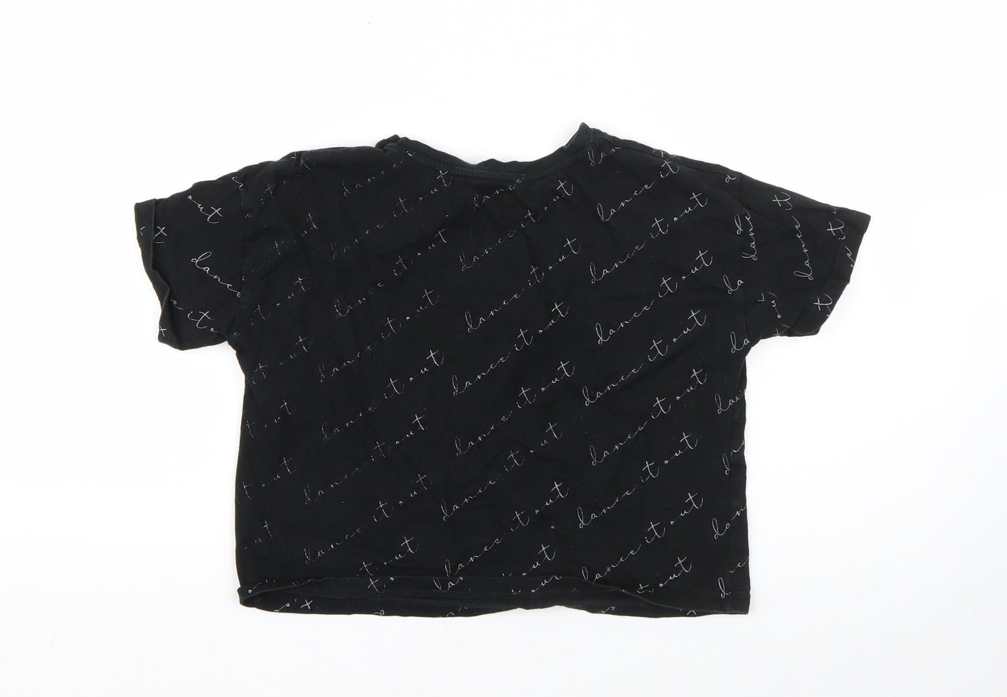 George Boys Black  Cotton Basic T-Shirt Size 9-10 Years Round Neck