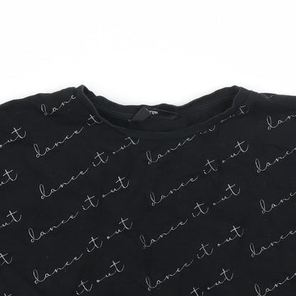 George Boys Black  Cotton Basic T-Shirt Size 9-10 Years Round Neck