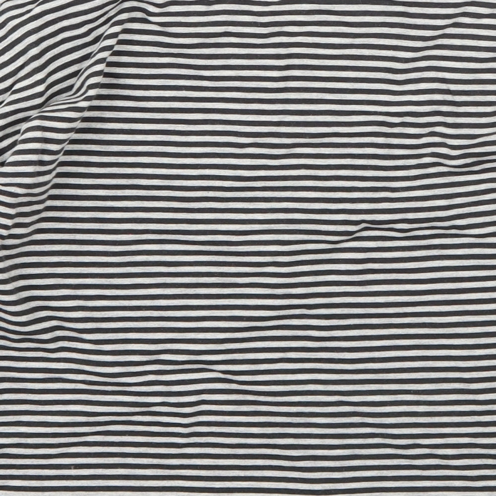 NEXT Girls Grey Striped Cotton Basic T-Shirt Size 9 Years Round Neck