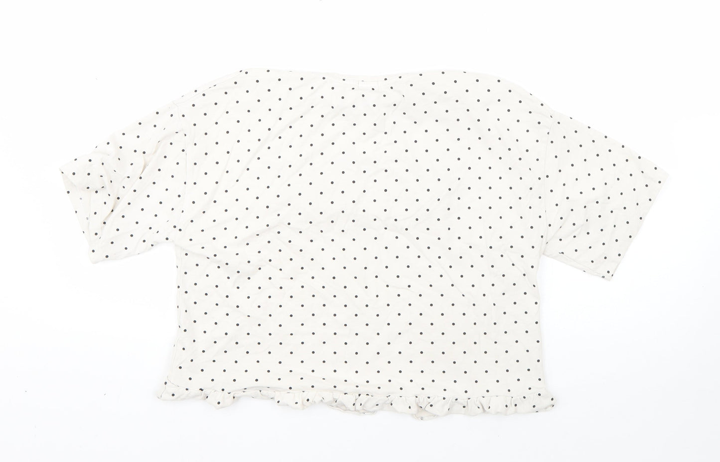 River Island Girls White Polka Dot Cotton Basic T-Shirt Size 11-12 Years Round Neck