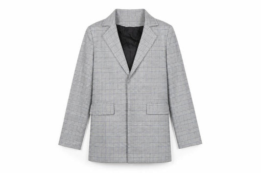 Front view of Covent Garden women’s grey houndstooth jacket coat, size UK 10