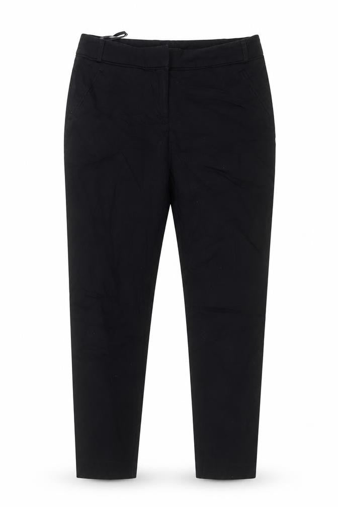 Front view of Dorothy Perkins women’s black cotton dress pants trousers, size UK 8, 25-inch leg regular