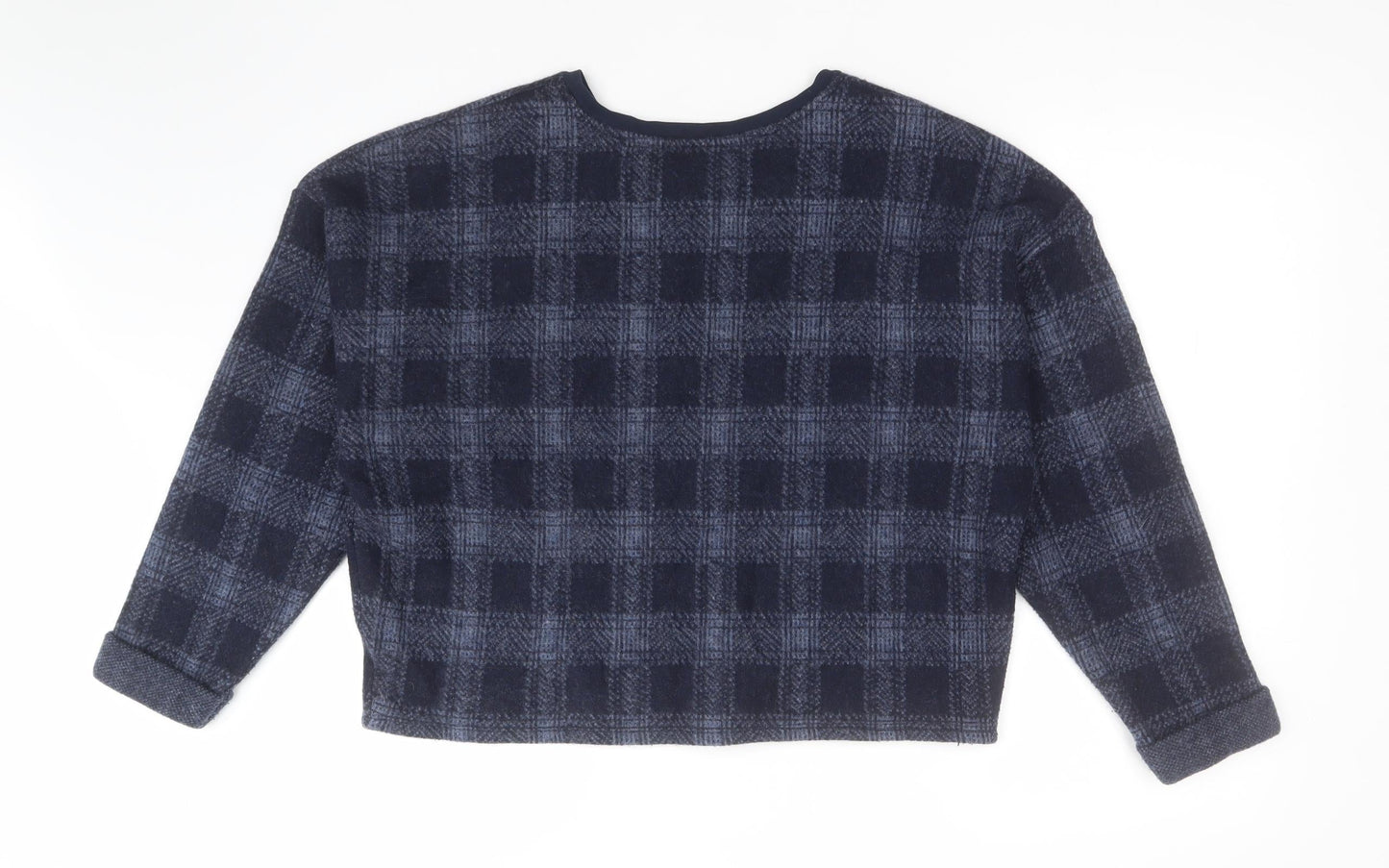 Topshop Womens Blue Plaid Wool Pullover Sweatshirt Size 14