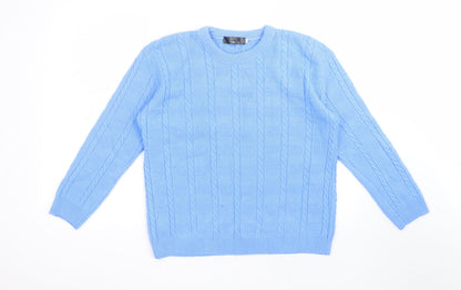 Additional front view of NEW CHOICE women’s blue acrylic pullover sweatshirt, size M