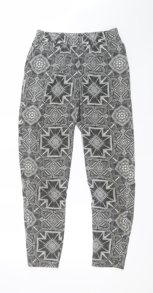 F&F Womens Multicoloured Geometric Polyester Trousers  Size 6 L28 in Regular