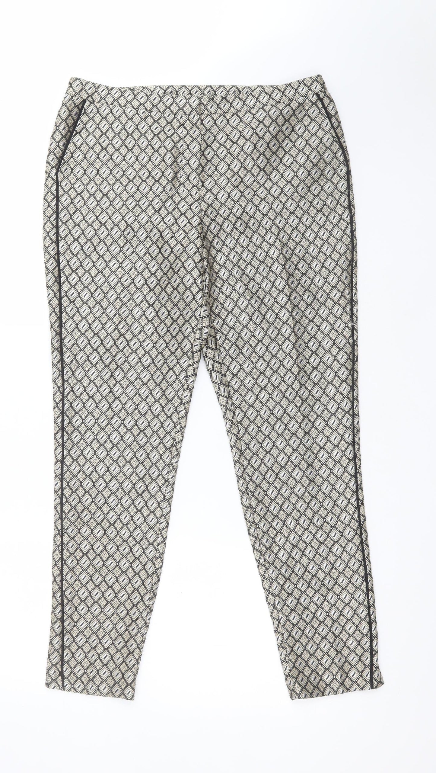 Womens UK Size 12 Peacocks Regular Fit Carrot Multicoloured Trousers