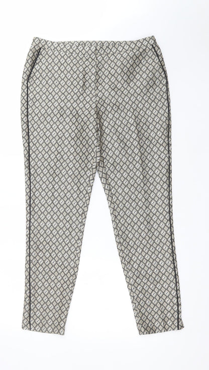 Womens UK Size 12 Peacocks Regular Fit Carrot Multicoloured Trousers
