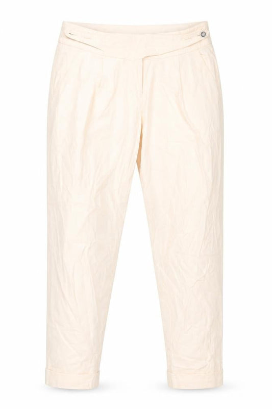 Front view of Topshop women’s pink cotton carrot trousers, size UK 10, 27-inch leg regular