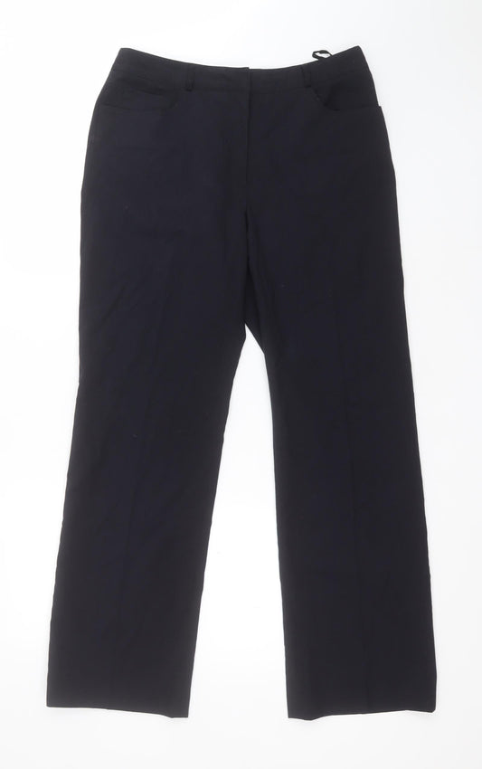 Womens UK Size 12 Casual Club Regular Fit Carrot Black Trousers