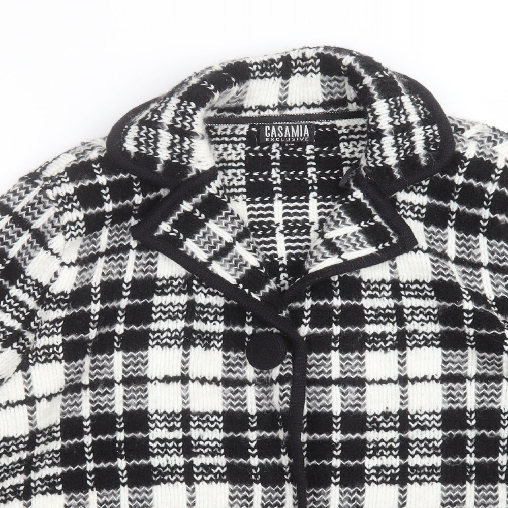 Close-up detail of Casamia women’s multicoloured check acrylic jacket suit jacket, size M