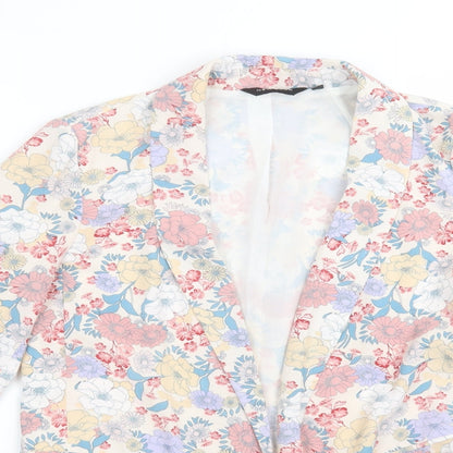New Look Womens Multicoloured Floral Polyester Jacket Blazer Size 8