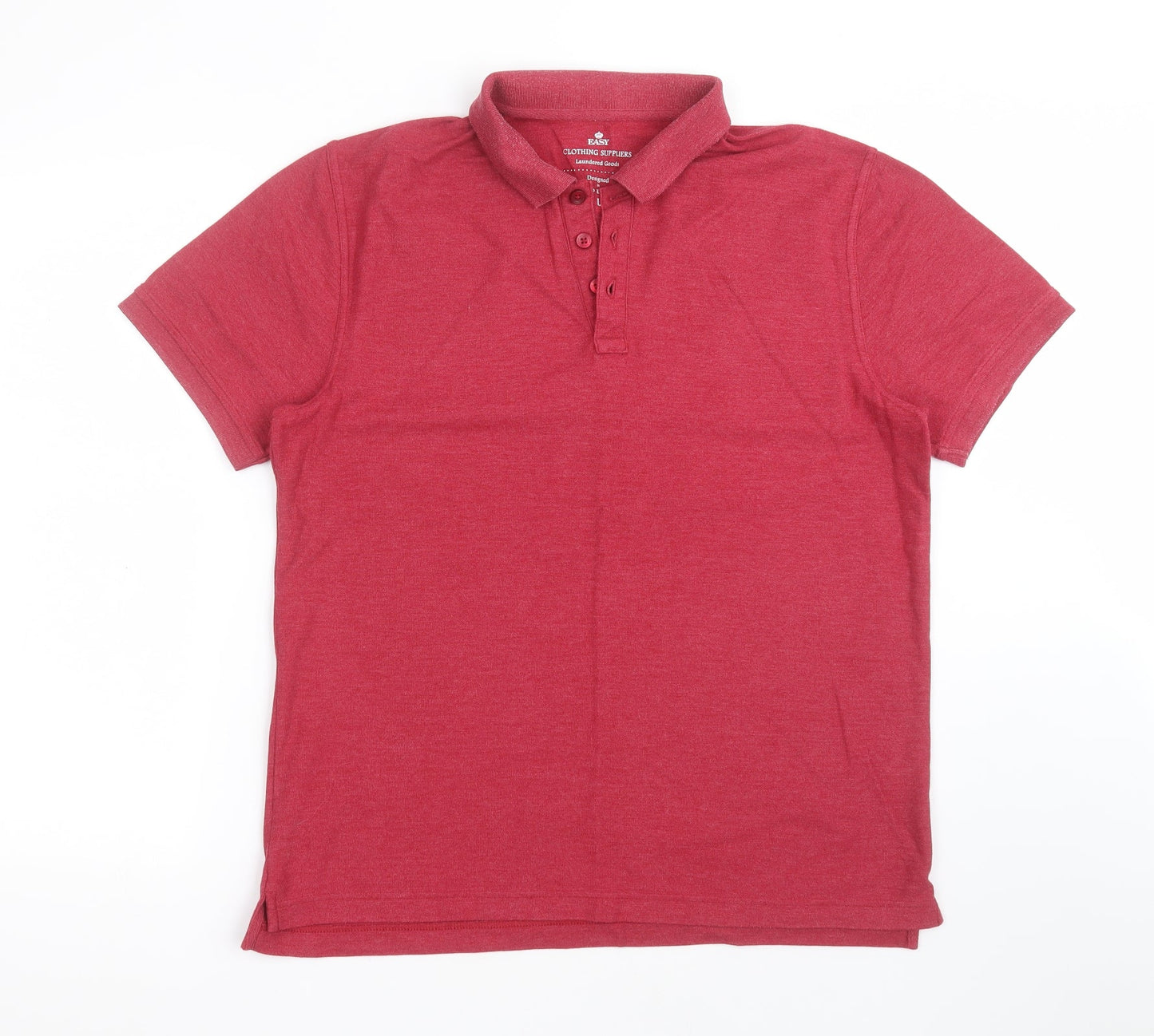 Easy Mens Red  Cotton  Polo Size L Collared
