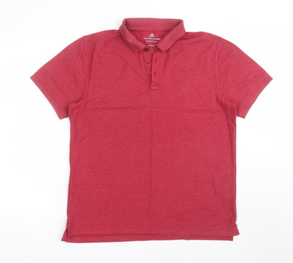 Easy Mens Red  Cotton  Polo Size L Collared