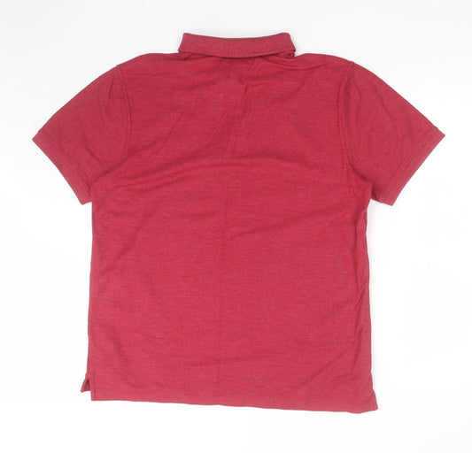 Easy Mens Red  Cotton  Polo Size L Collared