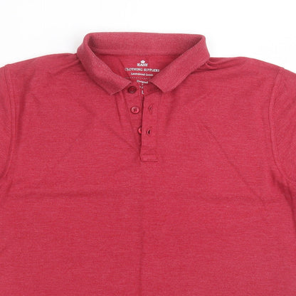 Easy Mens Red  Cotton  Polo Size L Collared