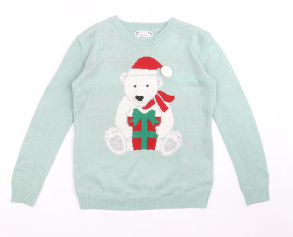 Atmosphere Womens Green  Acrylic Pullover Sweatshirt Size XS   - POLAR BEAR CHRISTMAS