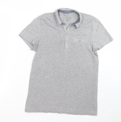 New Look Mens Grey  Cotton  Polo Size S Collared
