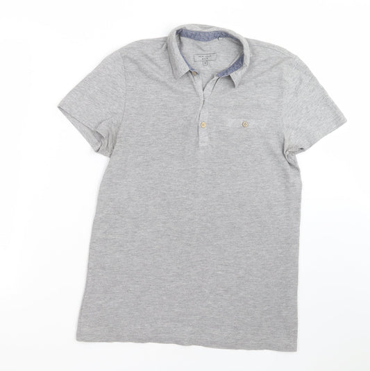 New Look Mens Grey  Cotton  Polo Size S Collared