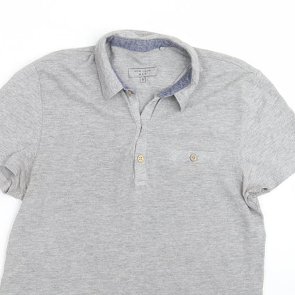 New Look Mens Grey  Cotton  Polo Size S Collared