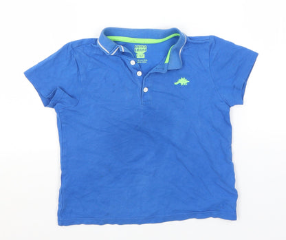Additional front view of F&F boys’ blue cotton basic polo, size 6-7, years collared