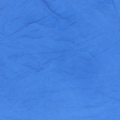 Brand and care label for F&F boys’ blue cotton basic polo, size 6-7, years collared
