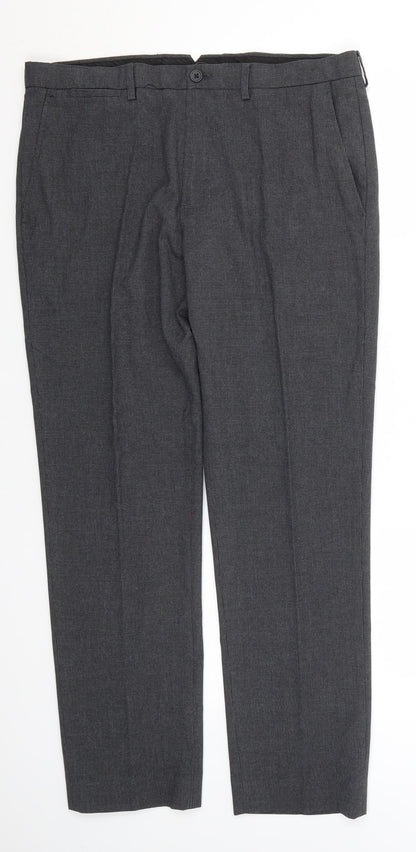 Mens UK Size 34 in Cedar Wood State Slim Fit  Grey Trousers