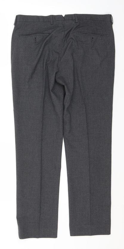 Mens UK Size 34 in Cedar Wood State Slim Fit  Grey Trousers