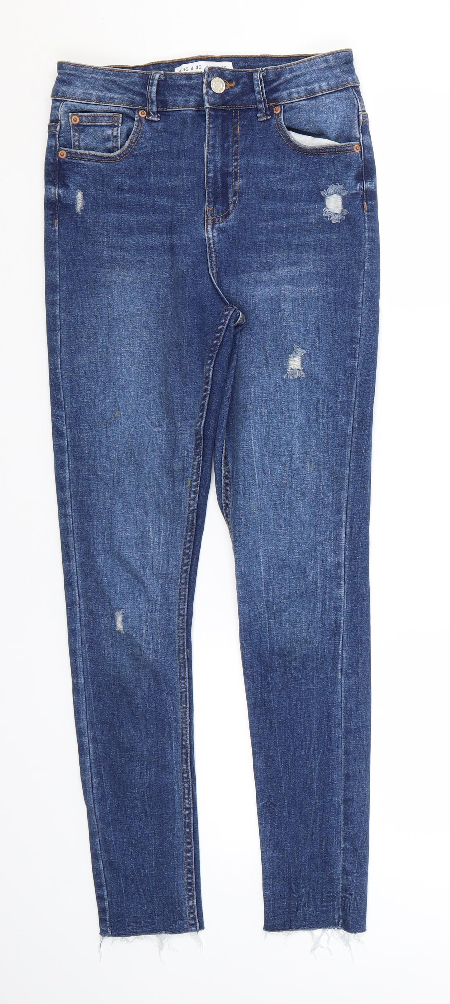 Primark Womens Blue  Cotton Skinny Jeans Size 8 L26 in Regular