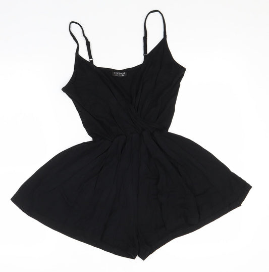 Topshop Womens Black  Viscose Jumpsuit One-Piece Size 8