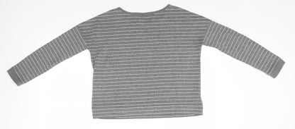 VILA Mens Grey Round Neck Striped Polyester Pullover Jumper Size S