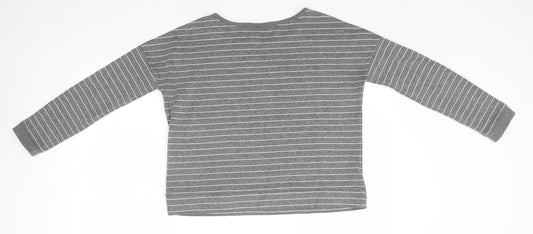 VILA Mens Grey Round Neck Striped Polyester Pullover Jumper Size S