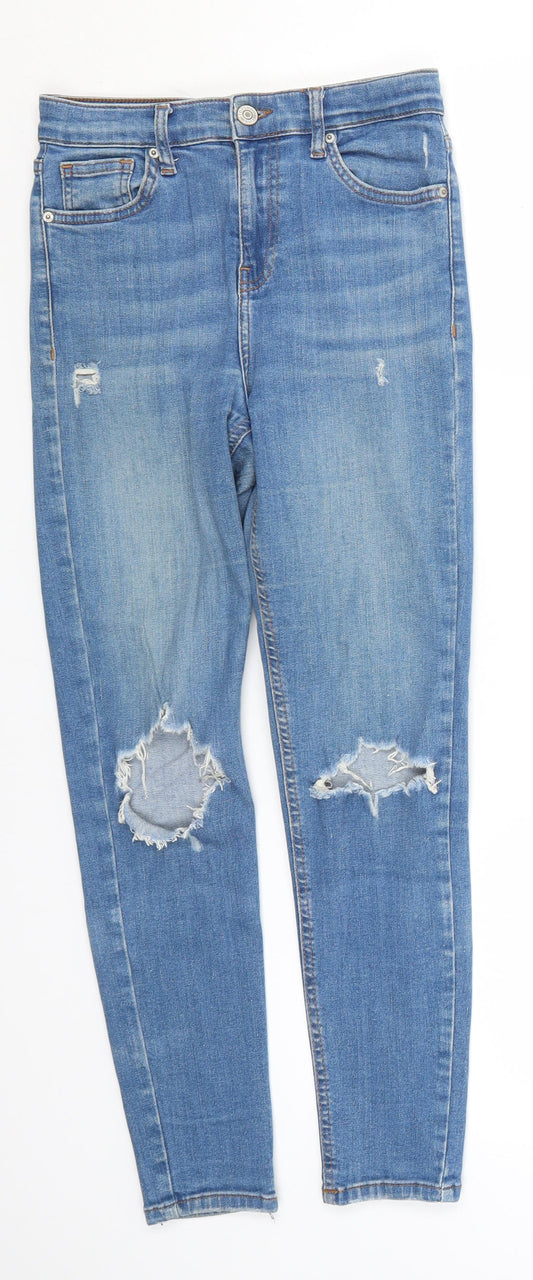 Topshop Womens Blue  Cotton Straight Jeans Size 26 in L24 in Regular