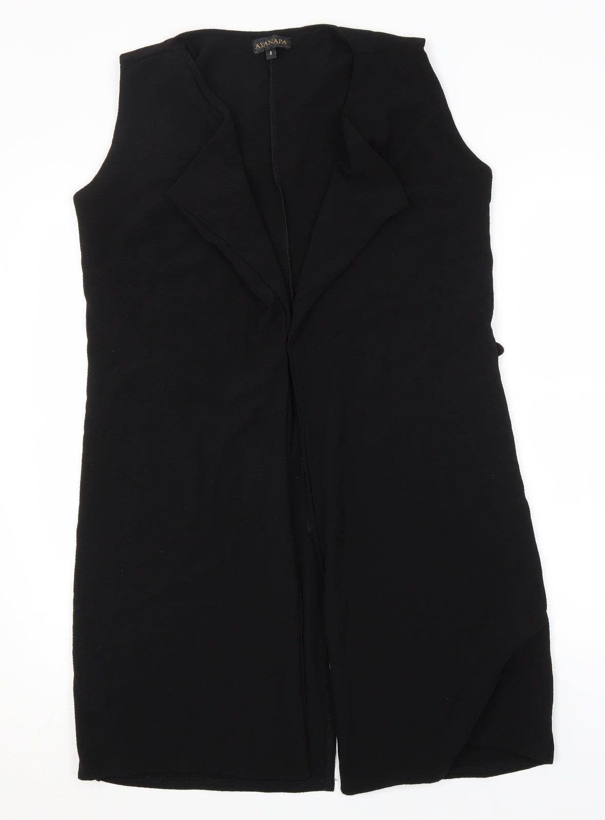 Additional front view of Ayanapa women’s black overcoat coatigan, size UK 8