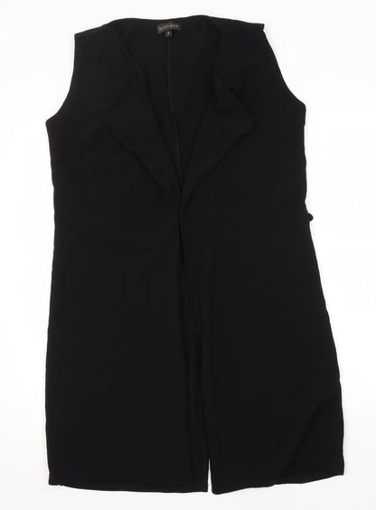 Additional front view of Ayanapa women’s black overcoat coatigan, size UK 8