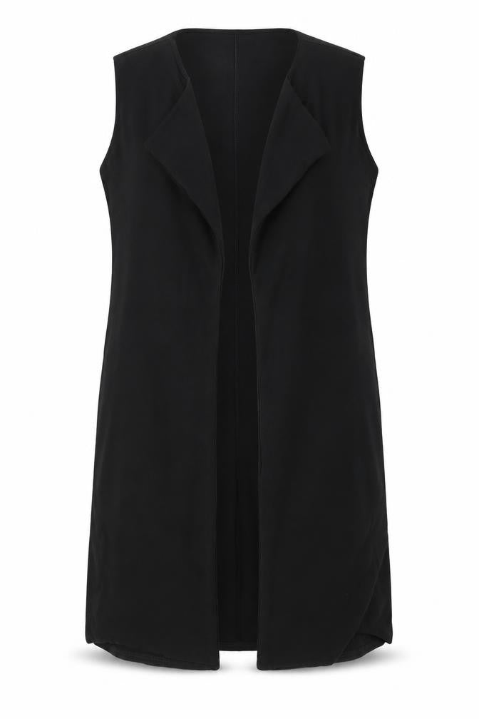 Front view of Ayanapa women’s black overcoat coatigan, size UK 8