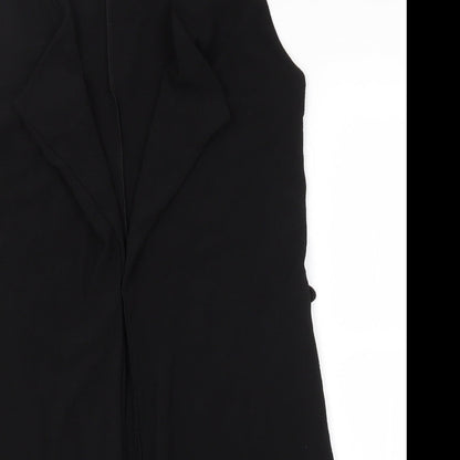 Close-up detail of Ayanapa women’s black overcoat coatigan, size UK 8
