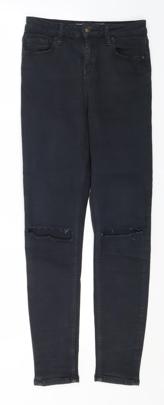 Topshop Womens Black  Cotton Straight Jeans Size 26 in L26 in Regular