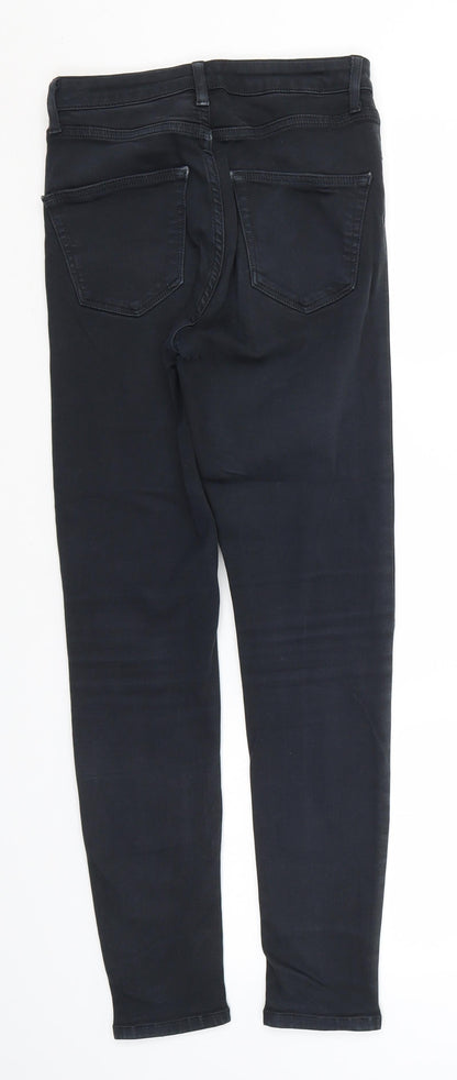 Topshop Womens Black  Cotton Straight Jeans Size 26 in L26 in Regular