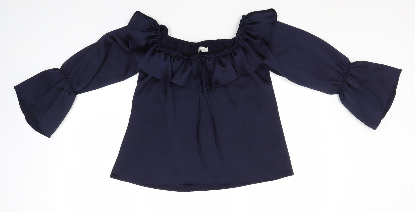 Womens UK Size 10 Peacocks Blue Basic Blouse