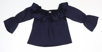 Womens UK Size 10 Peacocks Blue Basic Blouse