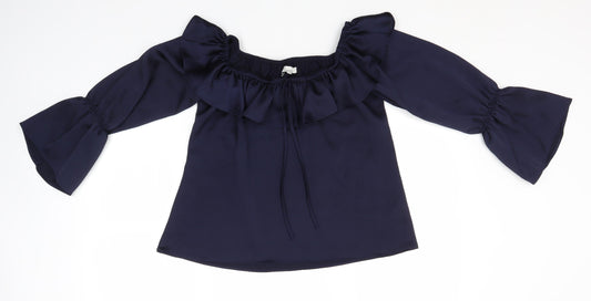 Womens UK Size 10 Peacocks Blue Basic Blouse