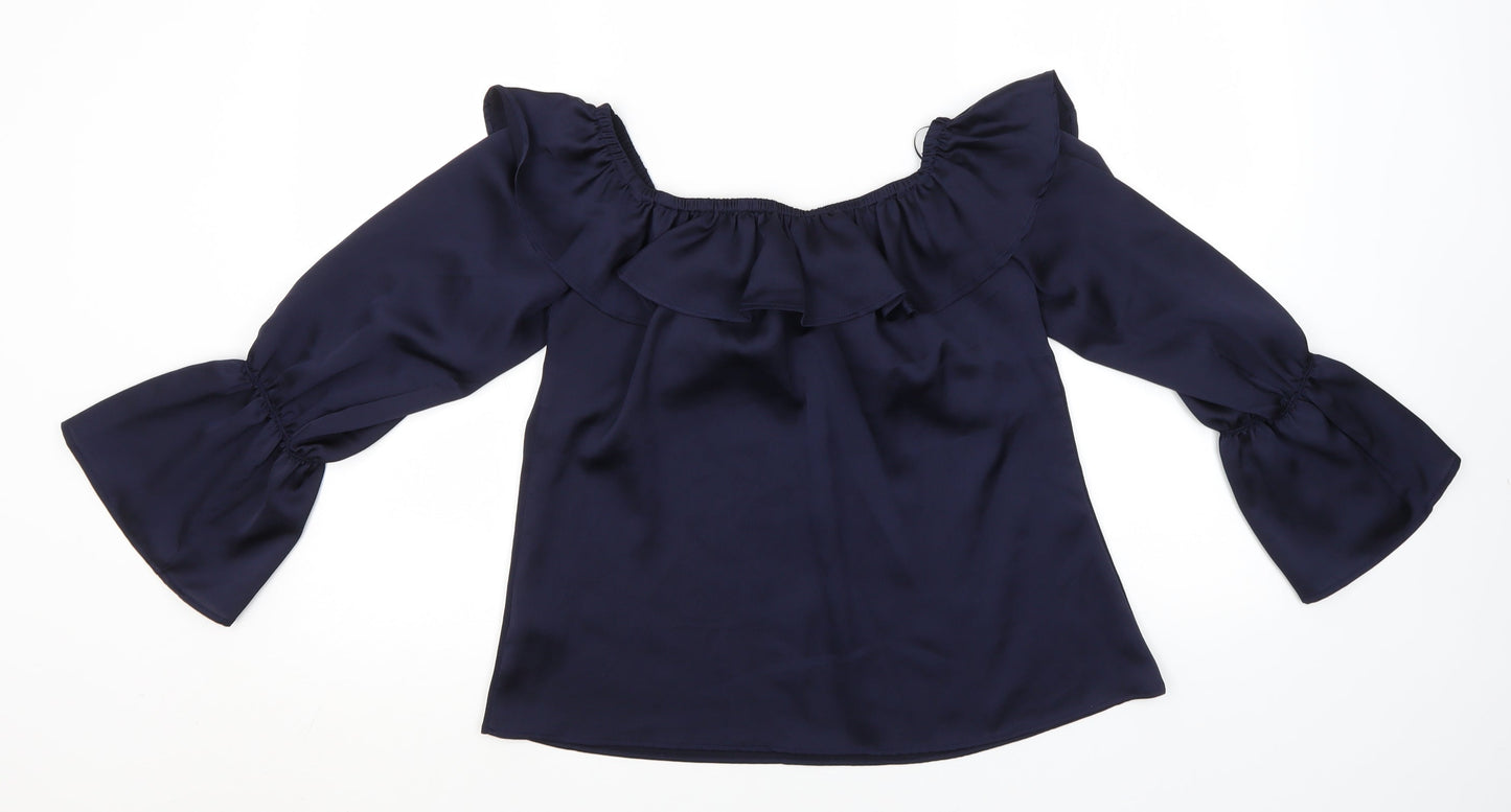 Womens UK Size 10 Peacocks Blue Basic Blouse