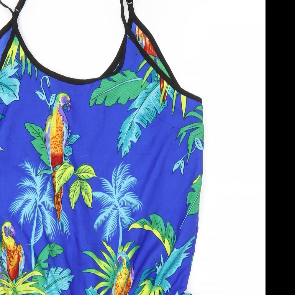 QED London Womens Blue Floral Polyester Jumpsuit One-Piece Size 10