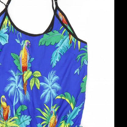 QED London Womens Blue Floral Polyester Jumpsuit One-Piece Size 10