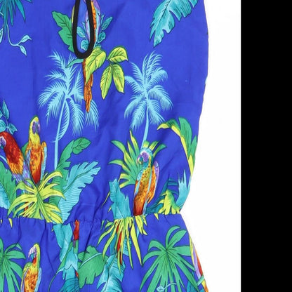 QED London Womens Blue Floral Polyester Jumpsuit One-Piece Size 10