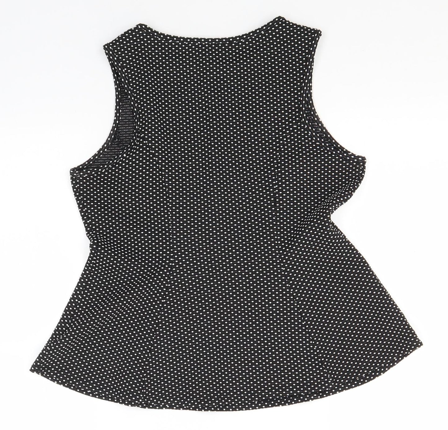 Atmosphere Womens Black Polka Dot Polyester Basic Tank Size 12 Round Neck
