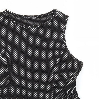 Atmosphere Womens Black Polka Dot Polyester Basic Tank Size 12 Round Neck